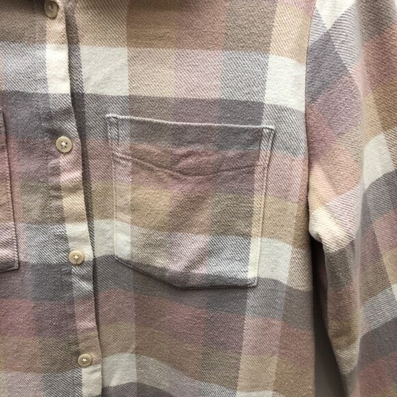 Thread & Supply Shirt Shacket Womens S Pink Gray Plaid Button Up‎ Soft Flannel - Picture 10 of 11